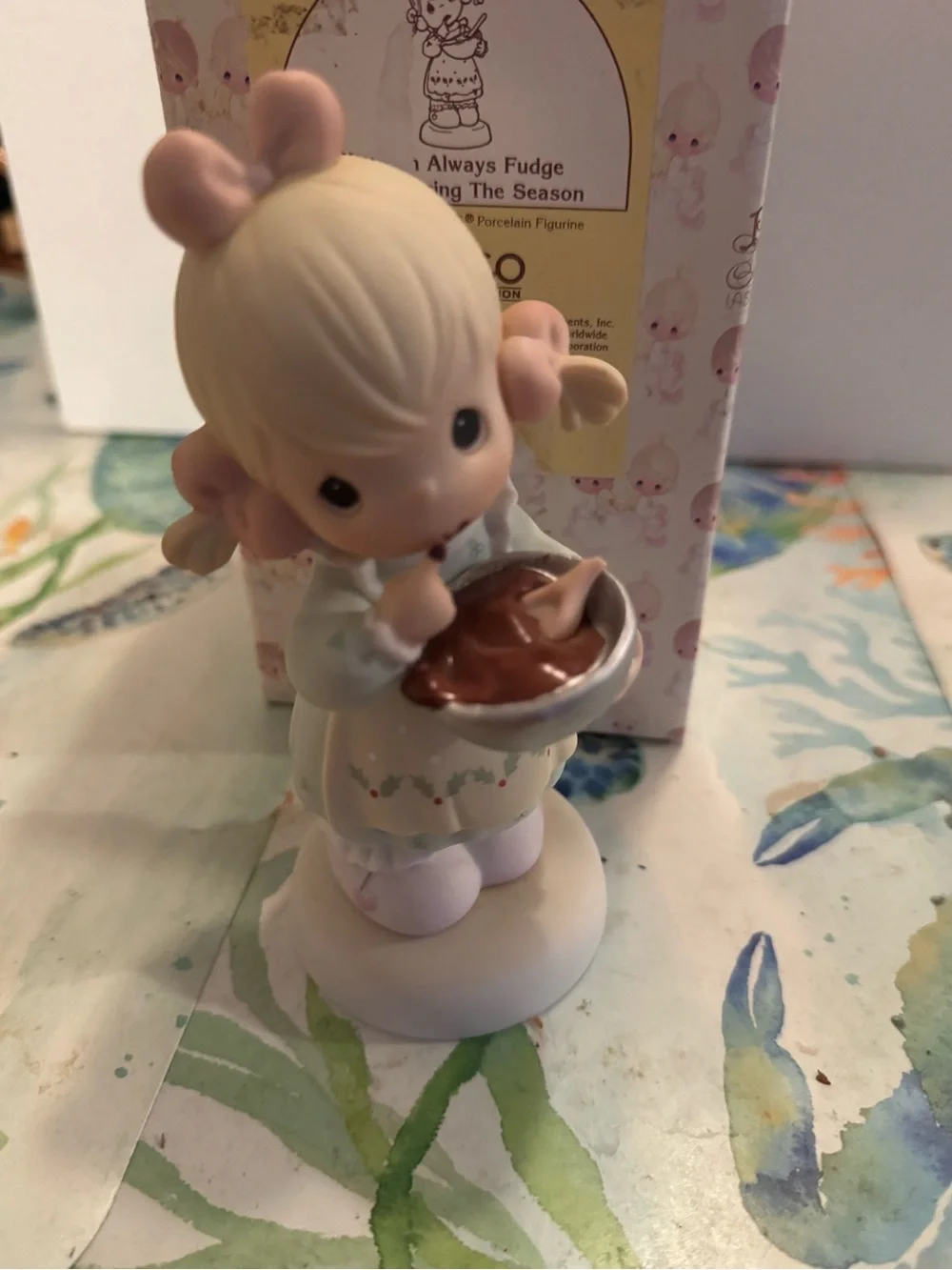 Precious Moments Cream & Pink Porcelain Baker Figurine